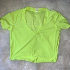 Under Armour Neon Yellow Fitted V-Neck Top